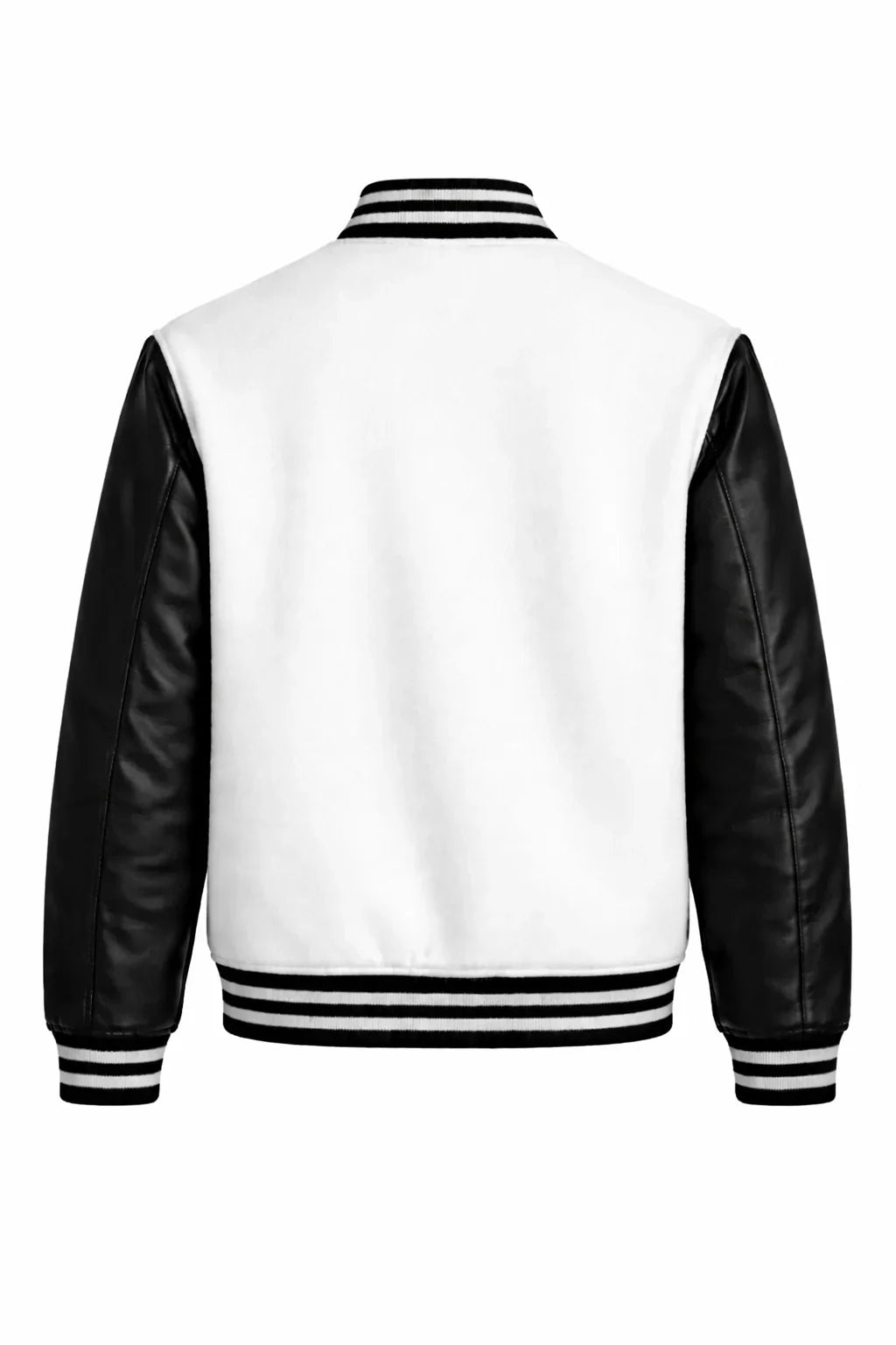 White Body Black Sleeve Varsity Jacket – Classic Streetwear Letterman Jacket for Men & Women