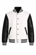 White Body Black Sleeve Varsity Jacket – Classic Streetwear Letterman Jacket for Men & Women