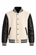Cream Body Black Sleeve Varsity Jacket – Classic Custom Letterman Jacket for Men & Women