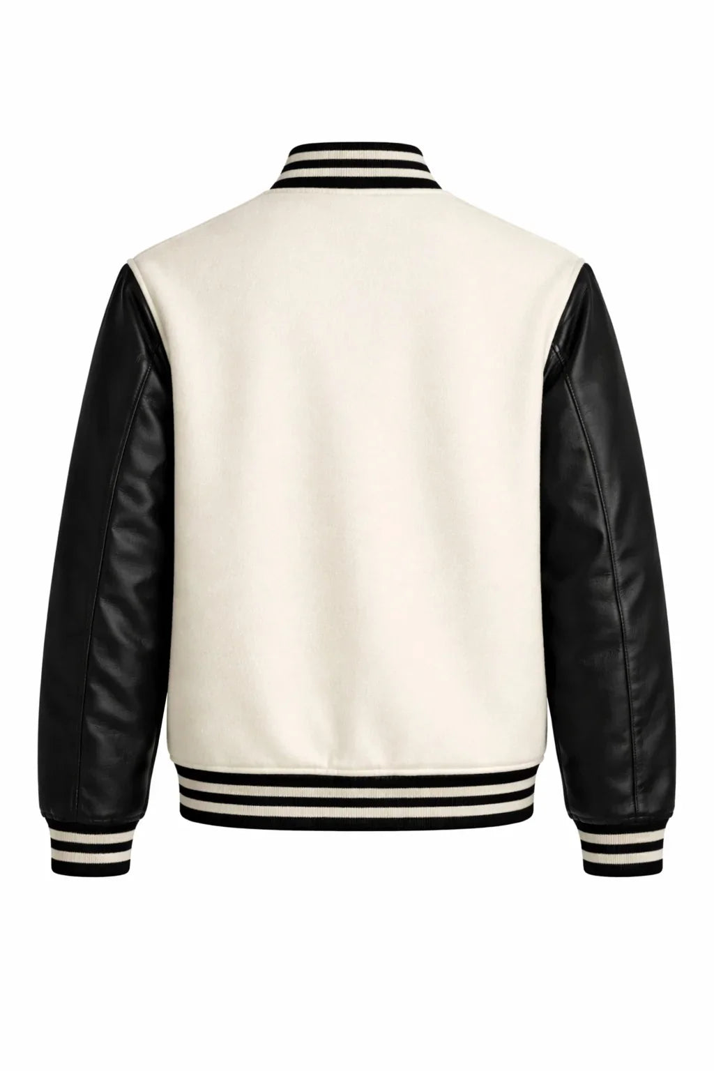 Cream Body Black Sleeve Varsity Jacket – Classic Custom Letterman Jacket for Men & Women