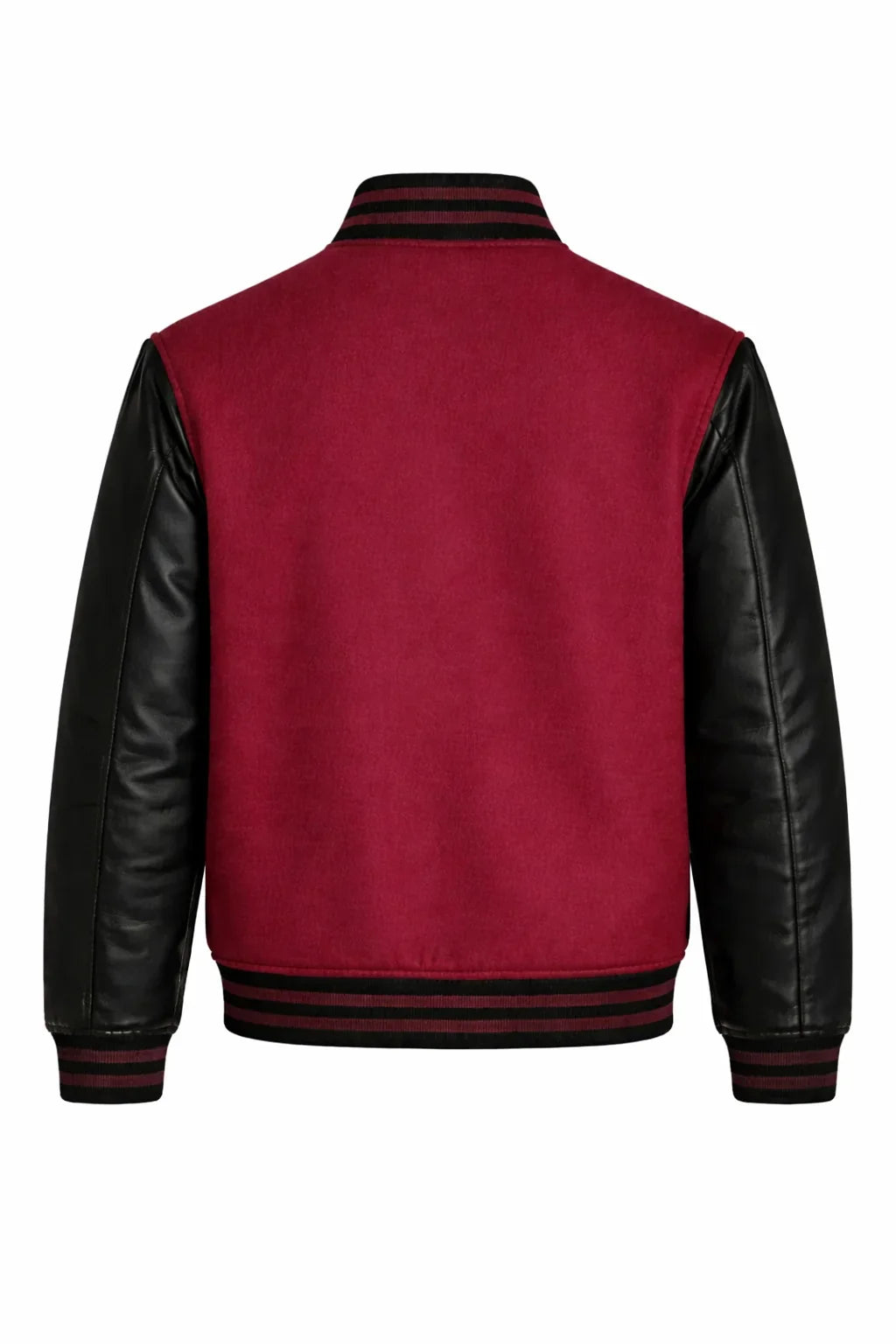 Maroon Body Black Sleeve Varsity Jacket – Custom Letterman Streetwear Jacket for Men & Women