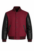 Maroon Body Black Sleeve Varsity Jacket – Custom Letterman Streetwear Jacket for Men & Women