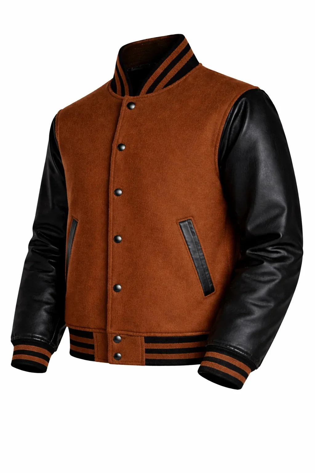 Orange Body Black Sleeve Varsity Jacket – Custom Letterman Streetwear Jacket for Men & Women