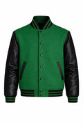 Green Body Black Sleeve Varsity Jacket – Custom Letterman Streetwear Jacket for Men & Women