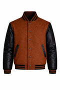 Orange Body Black Sleeve Varsity Jacket – Custom Letterman Streetwear Jacket for Men & Women