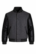 Charcoal Body Black Sleeve Varsity Jacket – Custom Letterman Streetwear Jacket for Men & Women