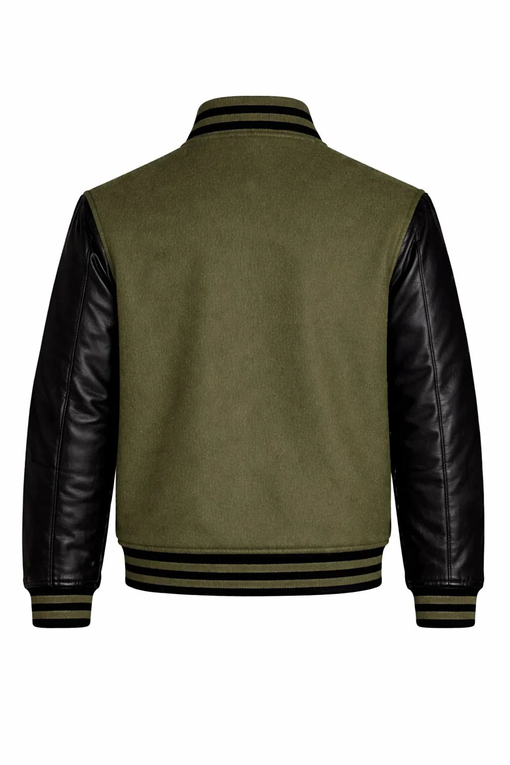 Olive Green Body Black Sleeve Varsity Jacket – Custom Letterman Streetwear Jacket for Men & Women
