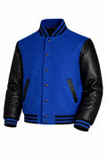 Royal Blue Body Black Sleeve Varsity Jacket – Custom Letterman Streetwear Jacket for Men & Women