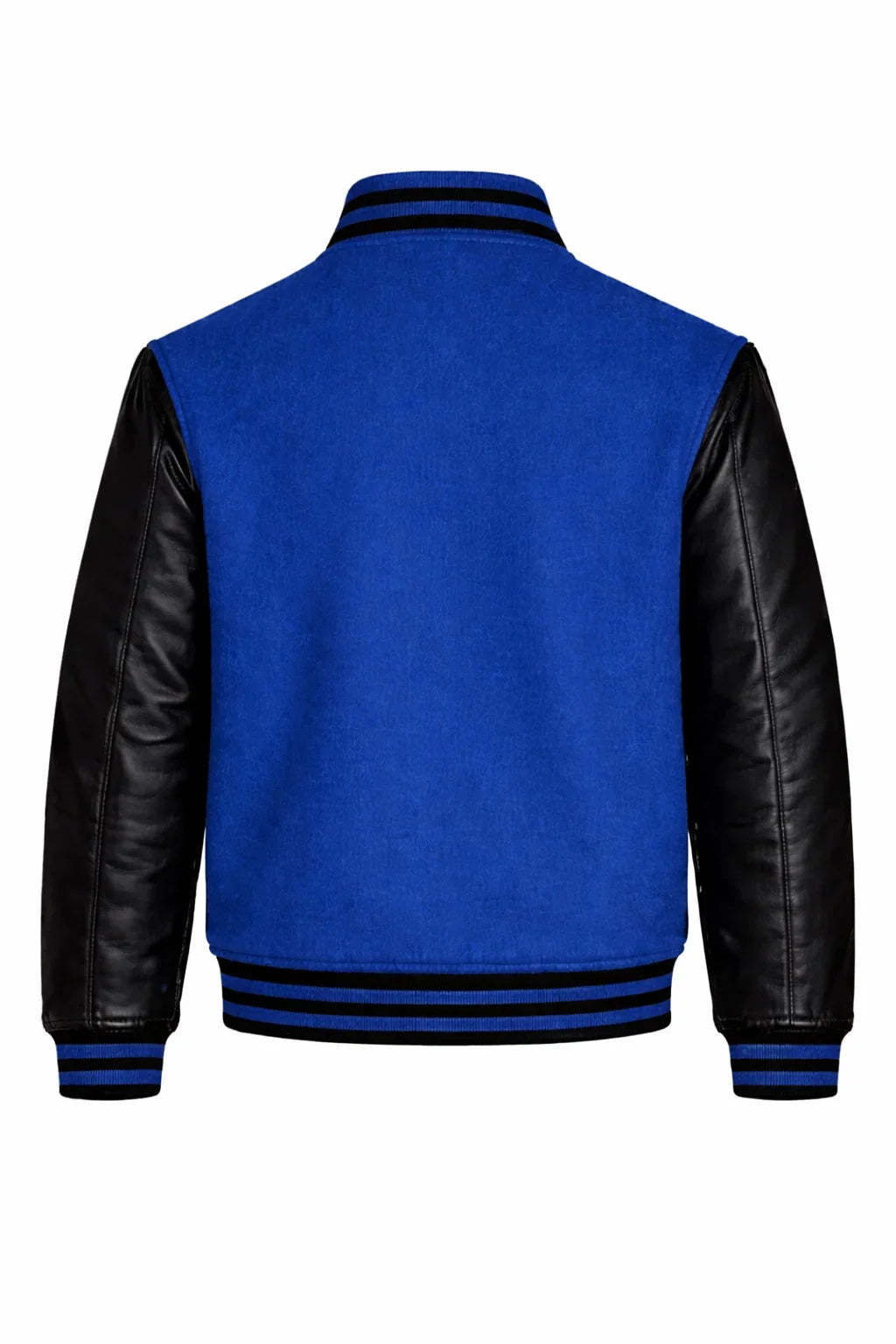 Royal Blue Body Black Sleeve Varsity Jacket – Custom Letterman Streetwear Jacket for Men & Women