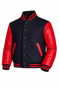 Navy Body Red Sleeve Varsity Jacket – Custom Letterman Streetwear Jacket for Men & Women