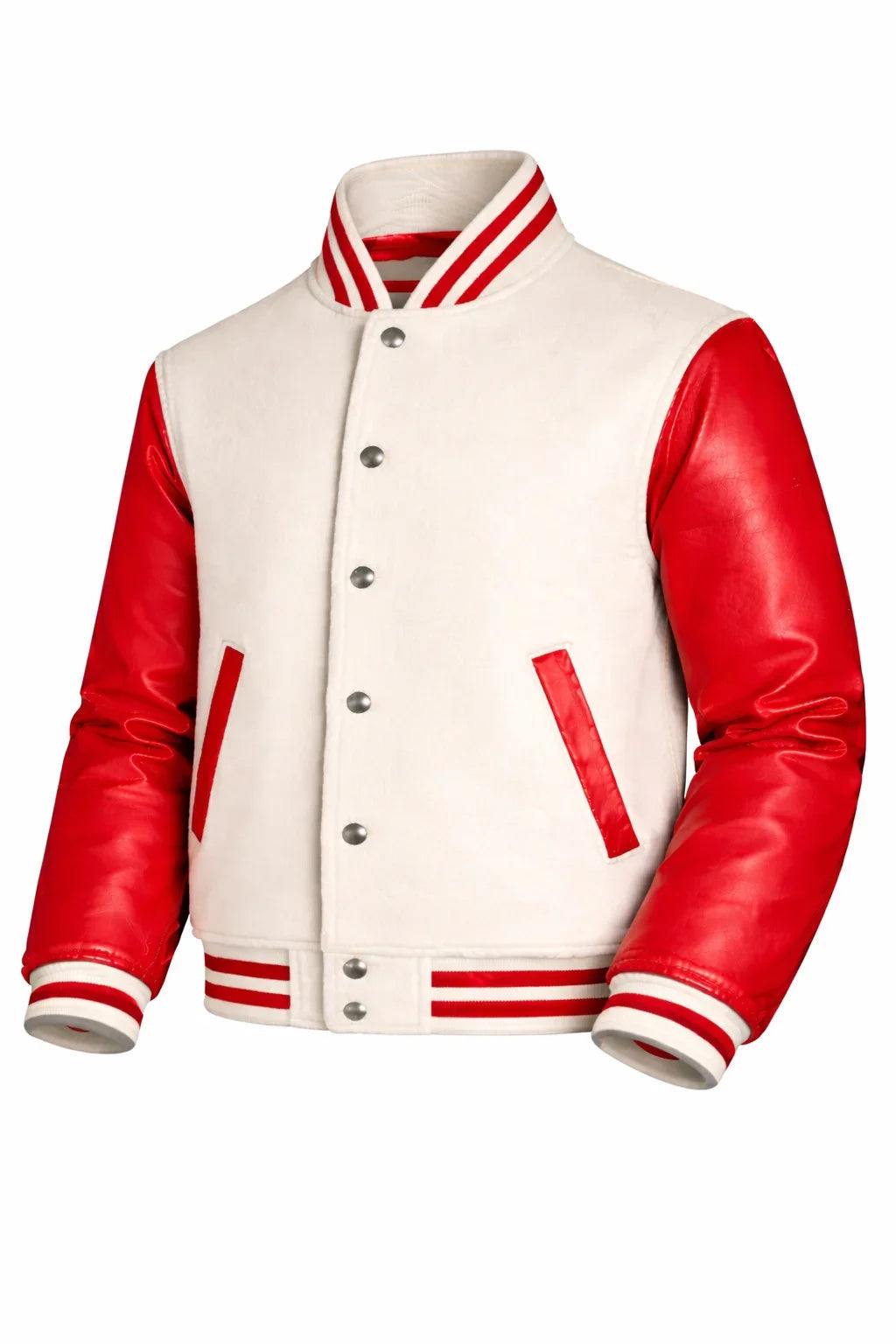 Cream Body Red Sleeve Varsity Jacket – Custom Letterman Streetwear Jacket for Men & Women
