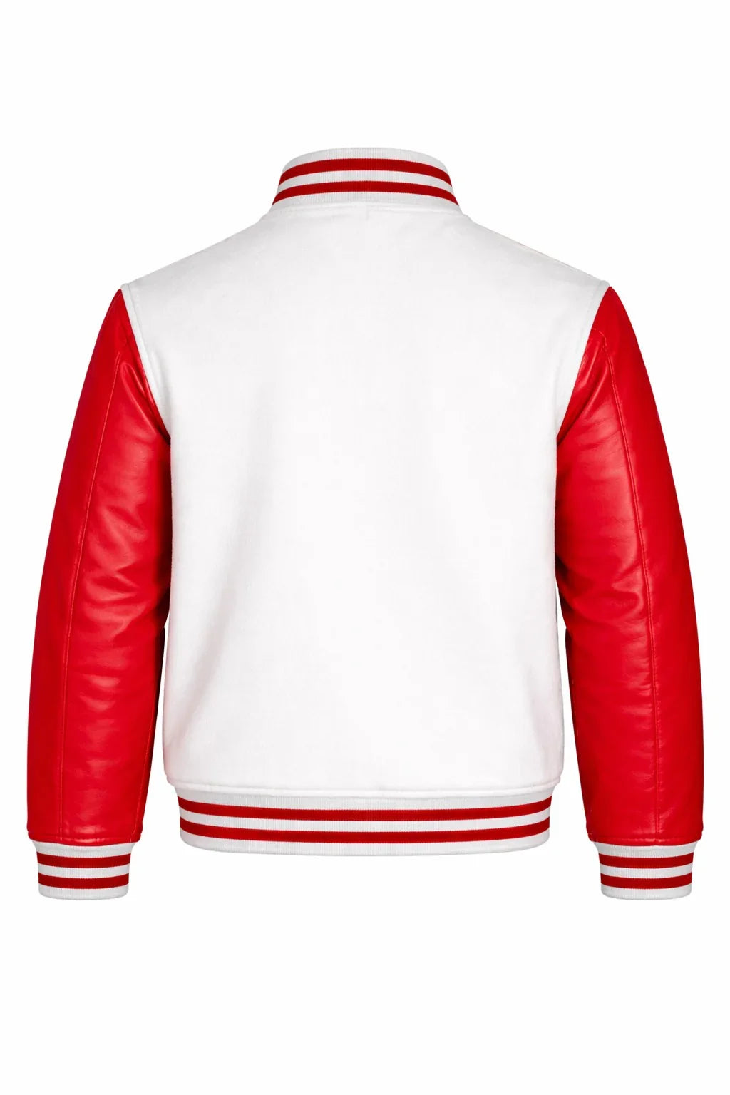 White Body Red Sleeve Varsity Jacket – Custom Letterman Streetwear Jacket for Men & Women
