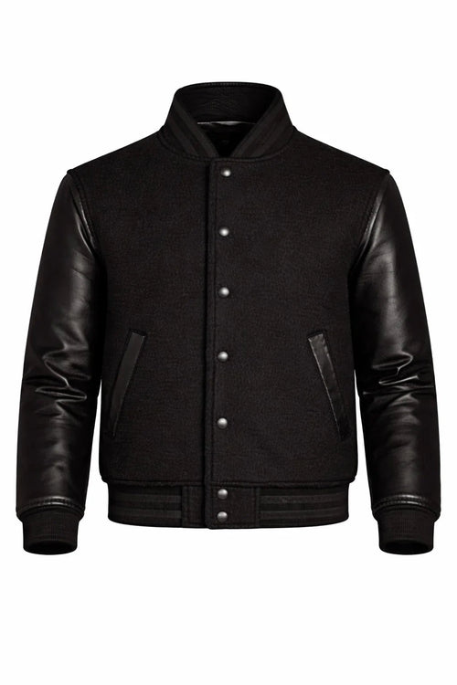 All Black Varsity Jacket – Custom Letterman Streetwear Jacket for Men & Women