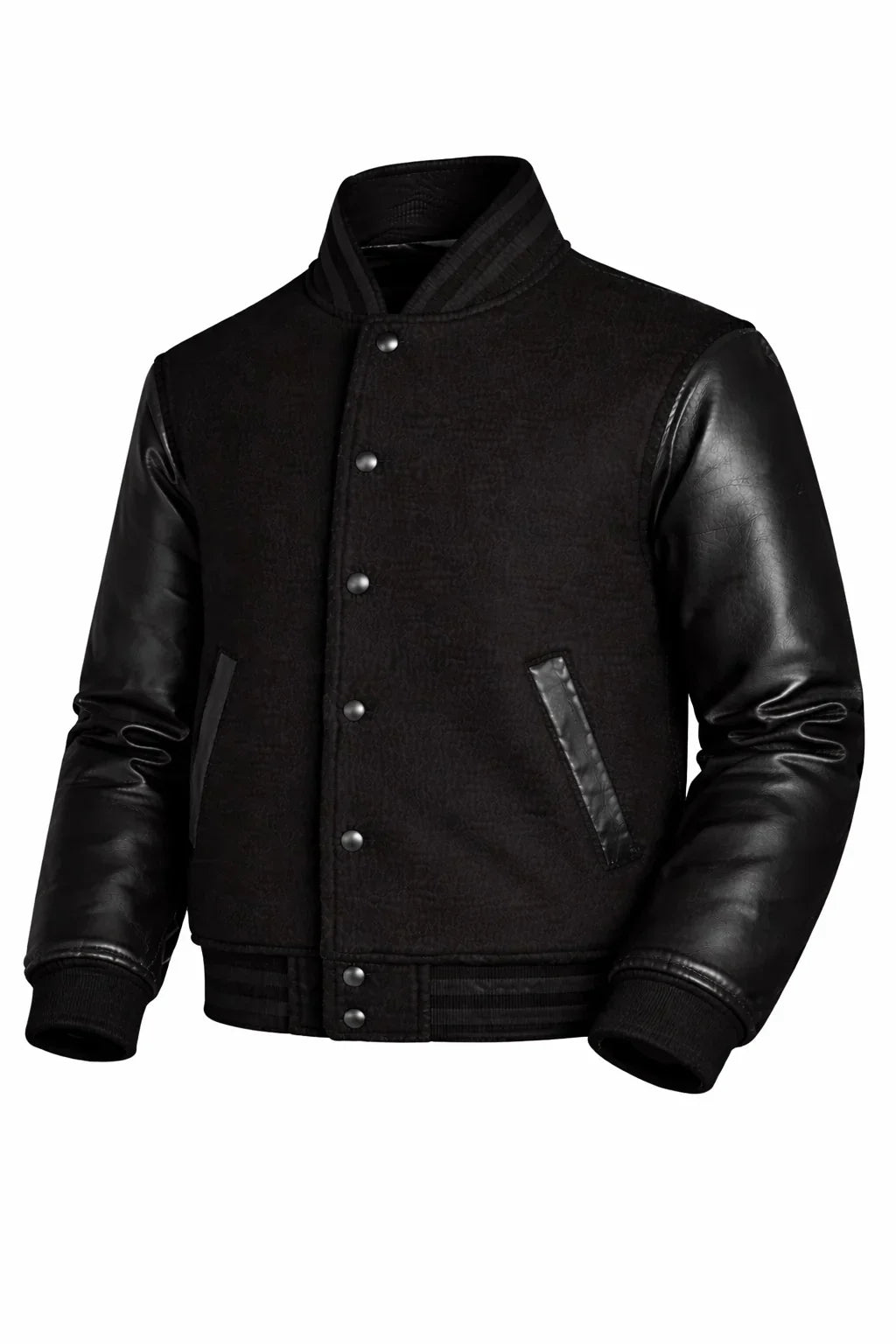 All Black Varsity Jacket – Custom Letterman Streetwear Jacket for Men & Women