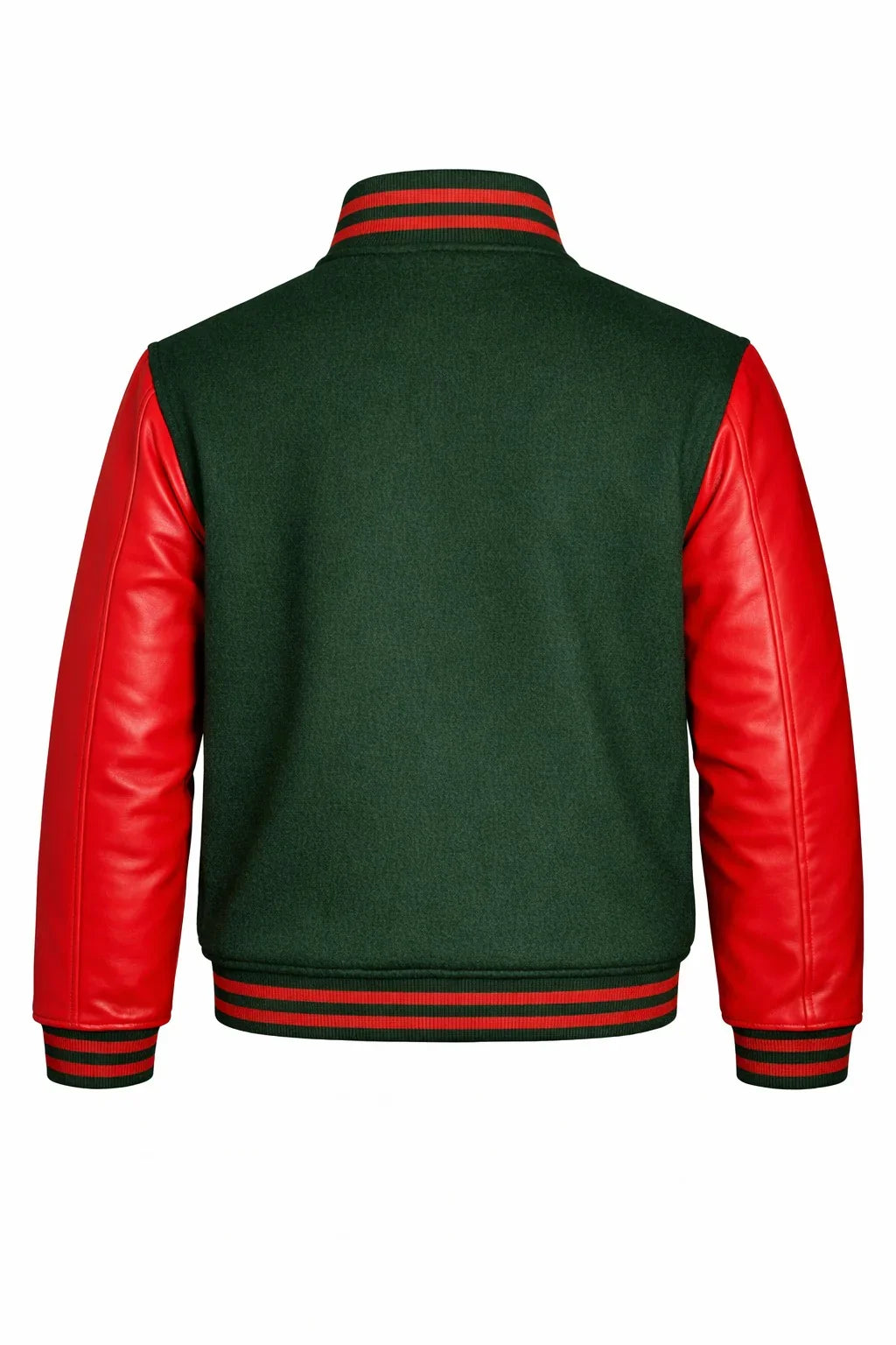 Green Body Red Sleeve Varsity Jacket – Custom Letterman Streetwear Jacket for Men & Women