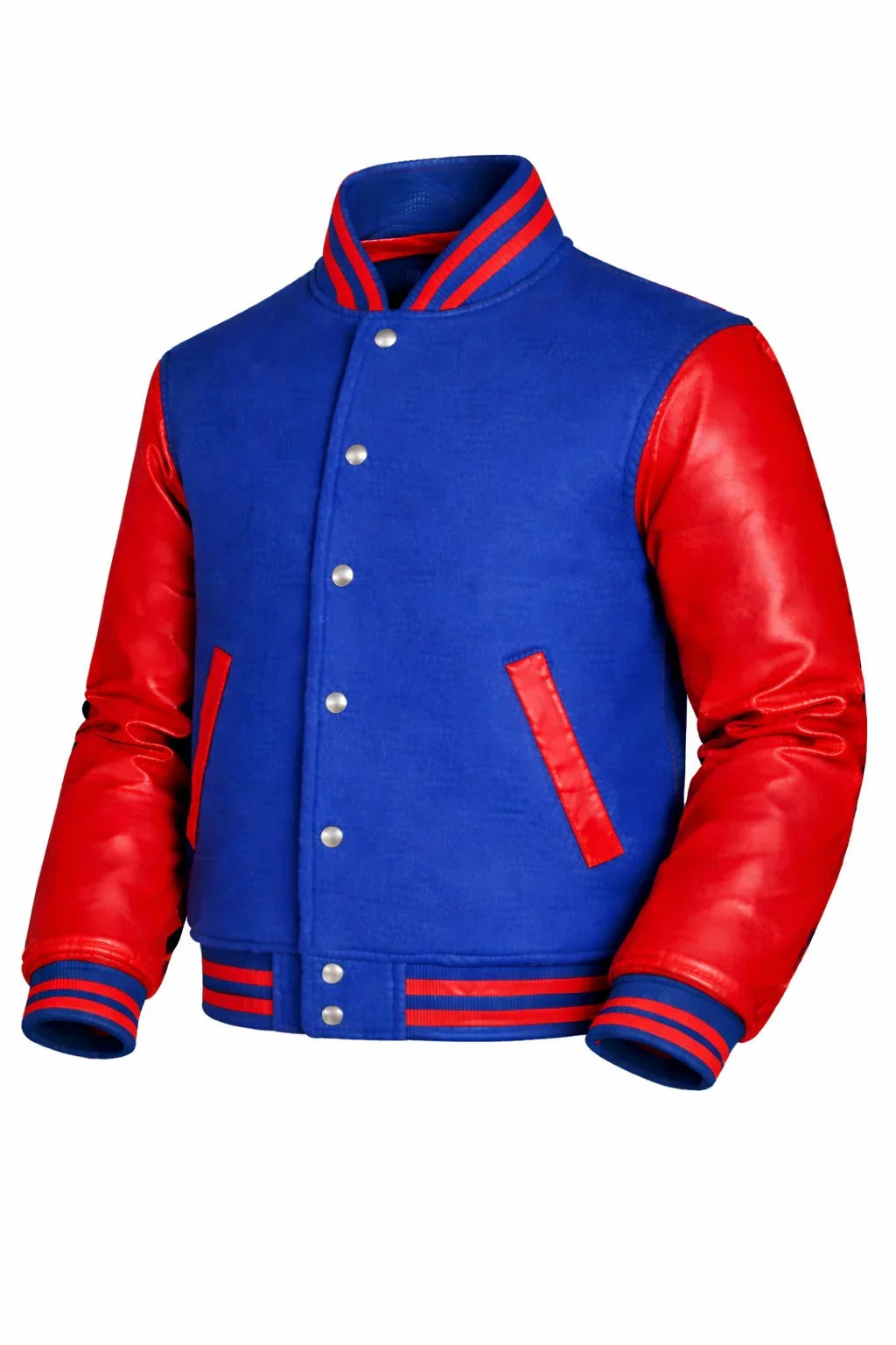 Royal Blue Body Red Sleeve Varsity Jacket – Custom Letterman Streetwear Jacket for Men & Women