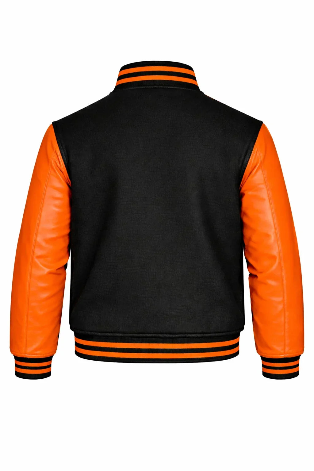 Black Body Orange Sleeve Varsity Jacket – Custom Letterman Streetwear Jacket for Men & Women