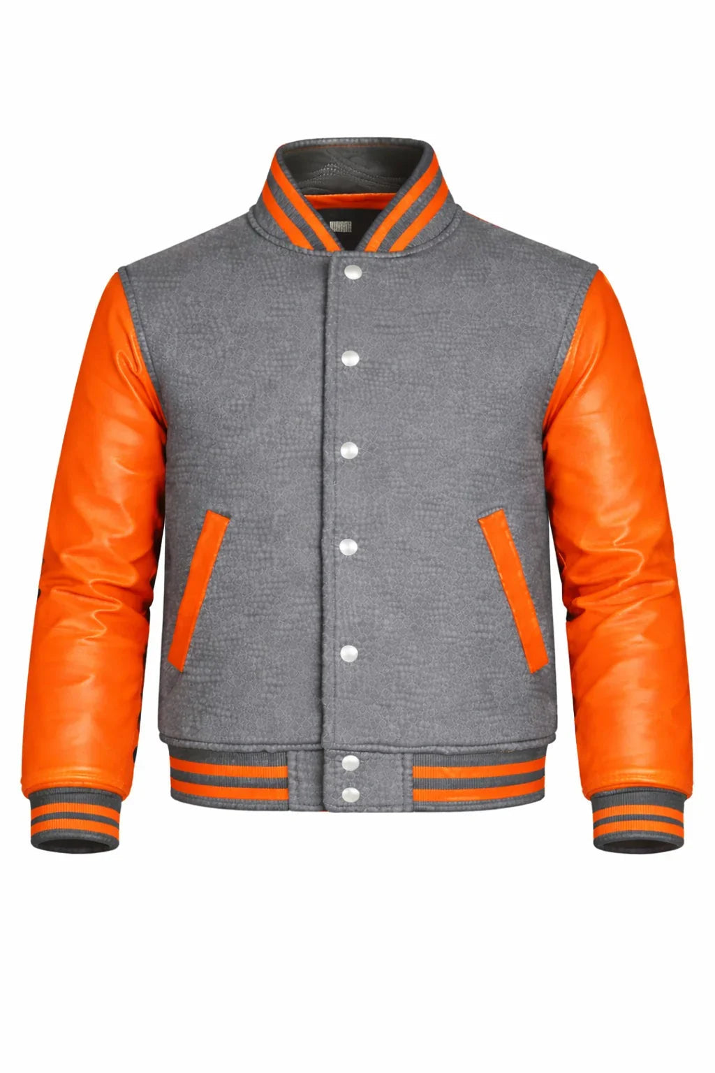 Gray Body Orange Sleeve Varsity Jacket – Custom Letterman Streetwear Jacket for Men & Women