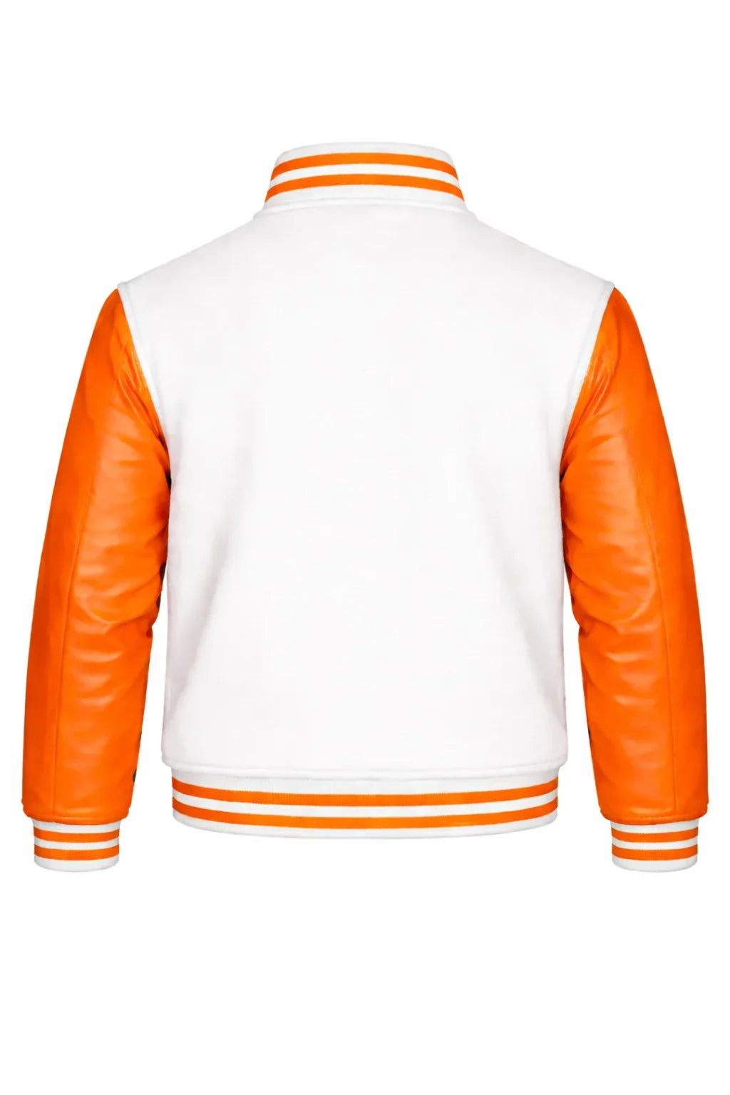 White Body Orange Sleeve Varsity Jacket – Custom Letterman Streetwear Jacket for Men & Women