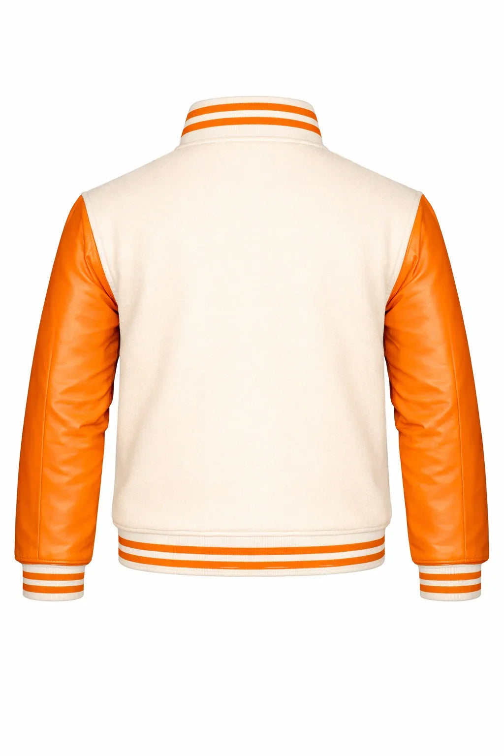 Beige Body Orange Sleeve Varsity Jacket – Custom Letterman Streetwear Jacket for Men & Women