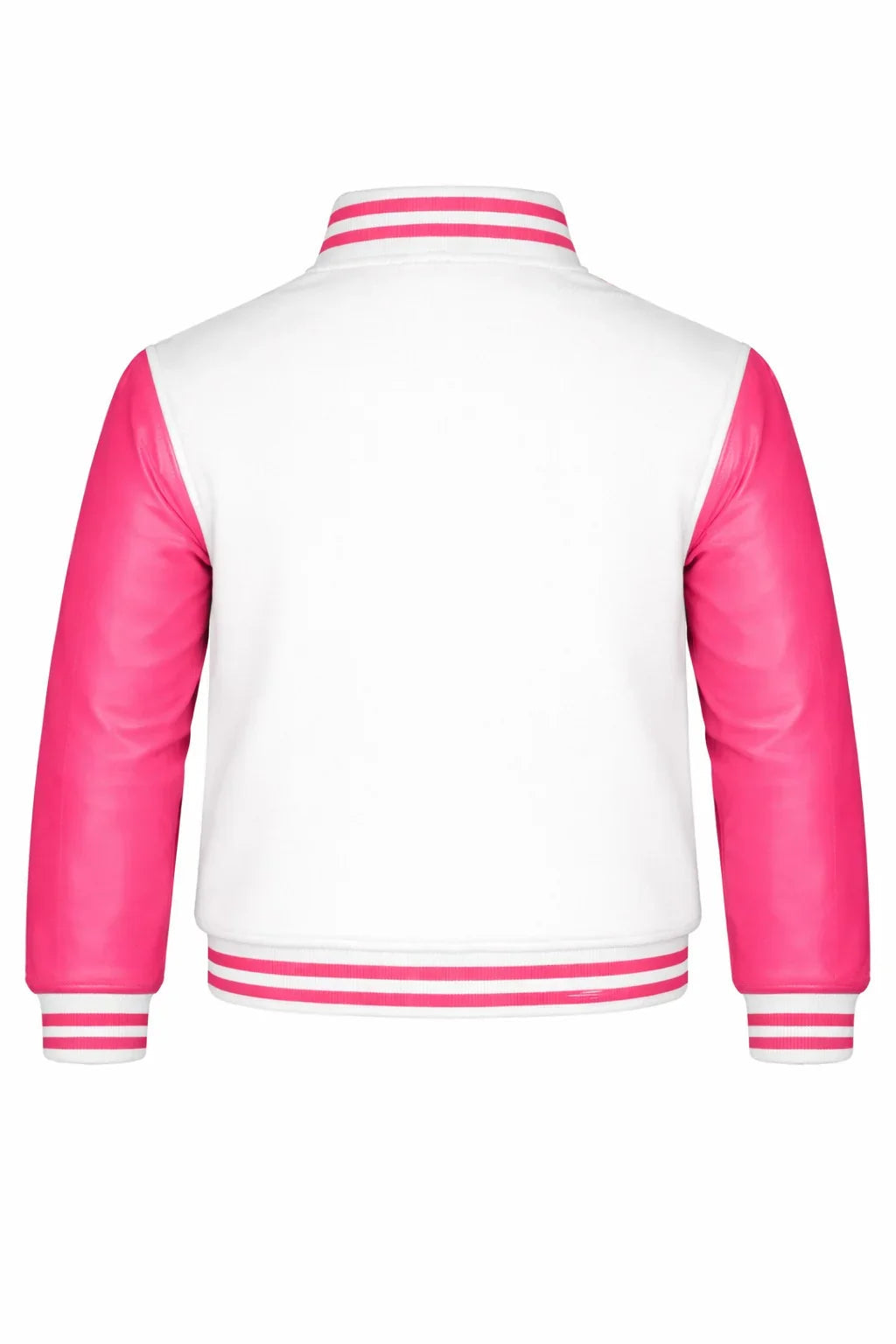 White Body Pink Sleeve Varsity Jacket – Custom Letterman Streetwear Jacket for Men & Women