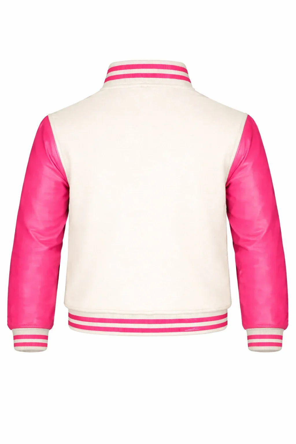 Beige Body Pink Sleeve Varsity Jacket – Custom Letterman Streetwear Jacket for Men & Women