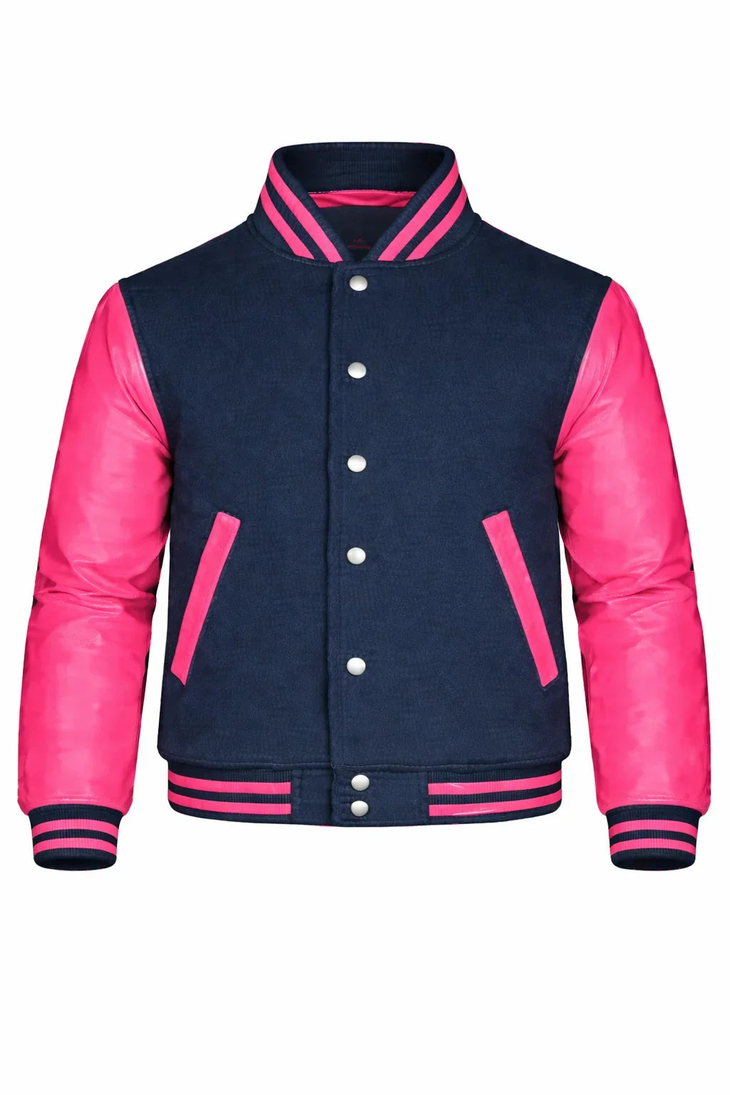 Navy Body Pink Sleeve Varsity Jacket – Custom Letterman Jacket Streetwear for Men & Women