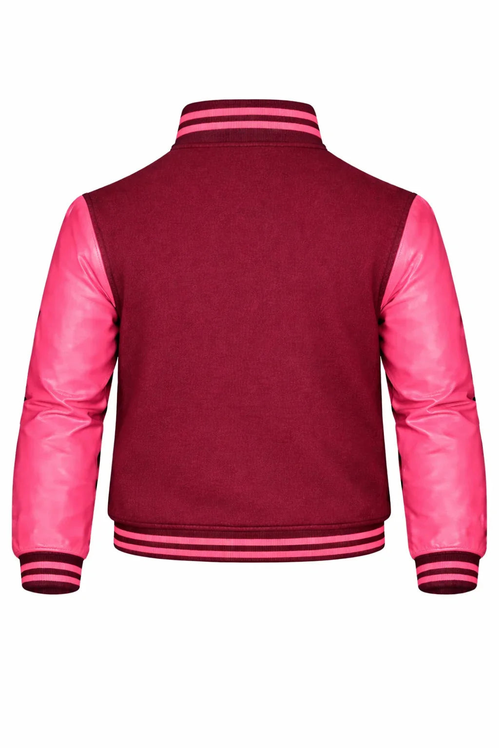 Maroon Body Pink Sleeve Varsity Jacket – Custom Letterman Jacket Streetwear for Men & Women by DesignMyVarsity