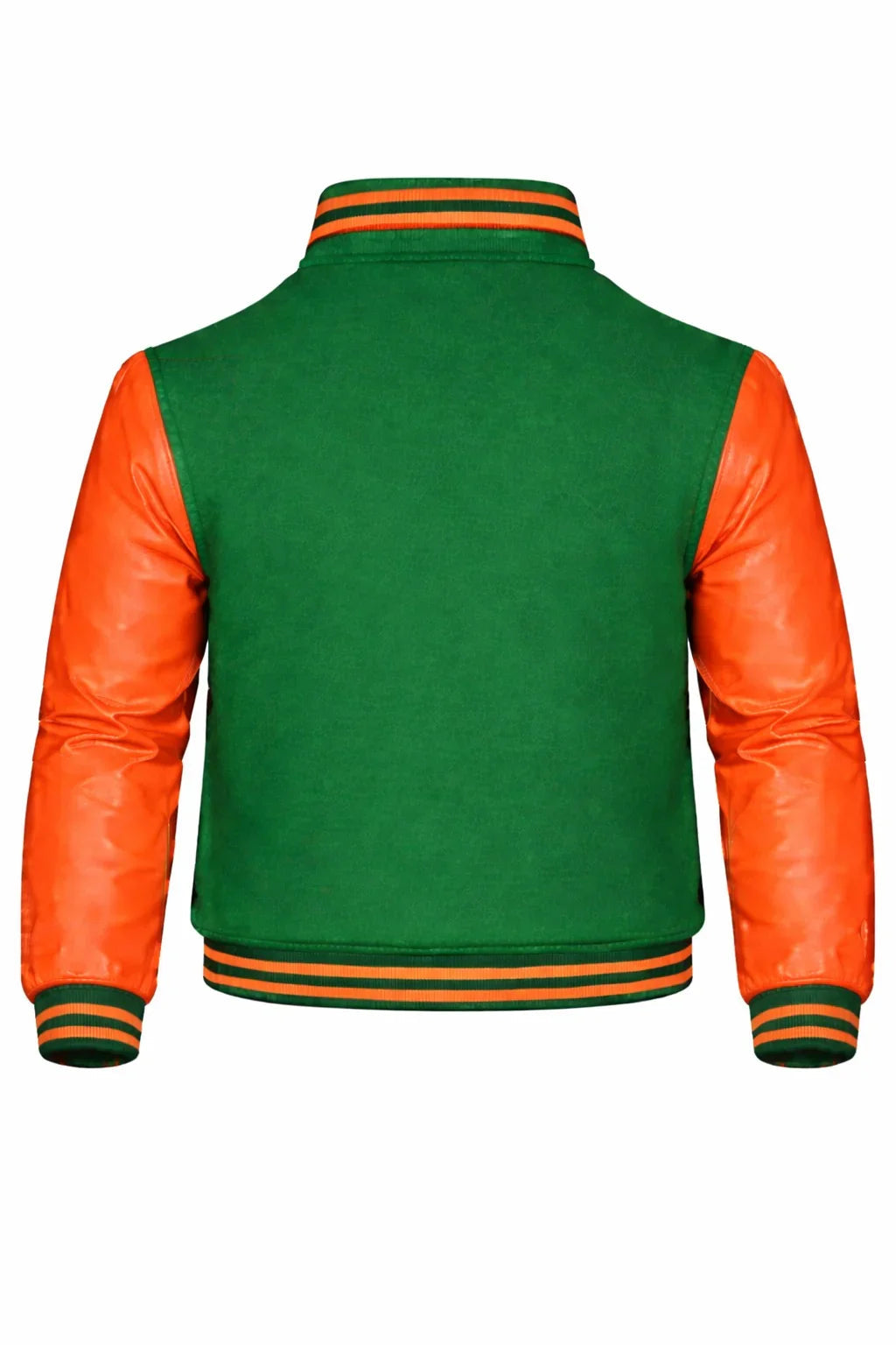 Kelly Green Body Orange Sleeve Varsity Jacket – Custom Letterman Jacket Streetwear for Men & Women by DesignMyVarsity