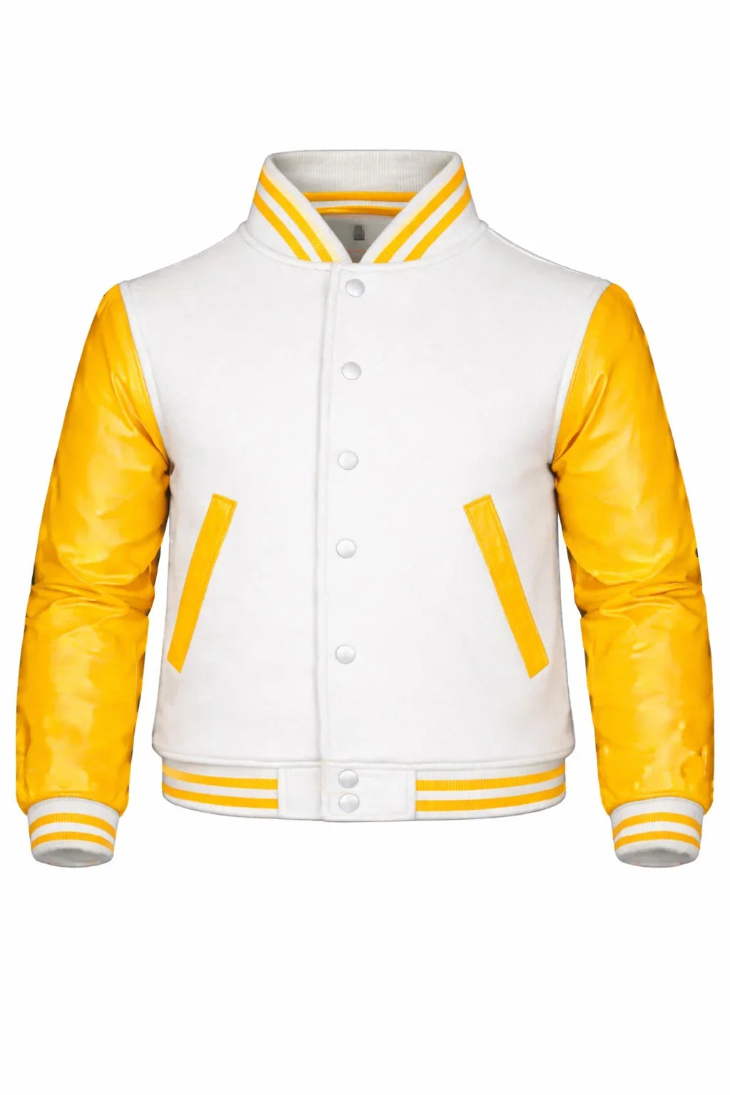 White Body Yellow Sleeve Varsity Jacket – Custom Letterman Jacket Streetwear for Men & Women by DesignMyVarsity