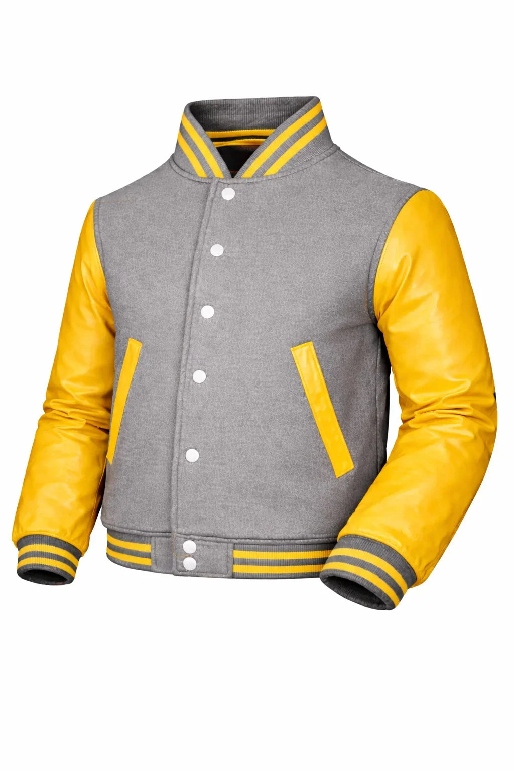 Gray Body Yellow Sleeve Varsity Jacket – Custom Letterman Jacket Streetwear for Men & Women by DesignMyVarsity