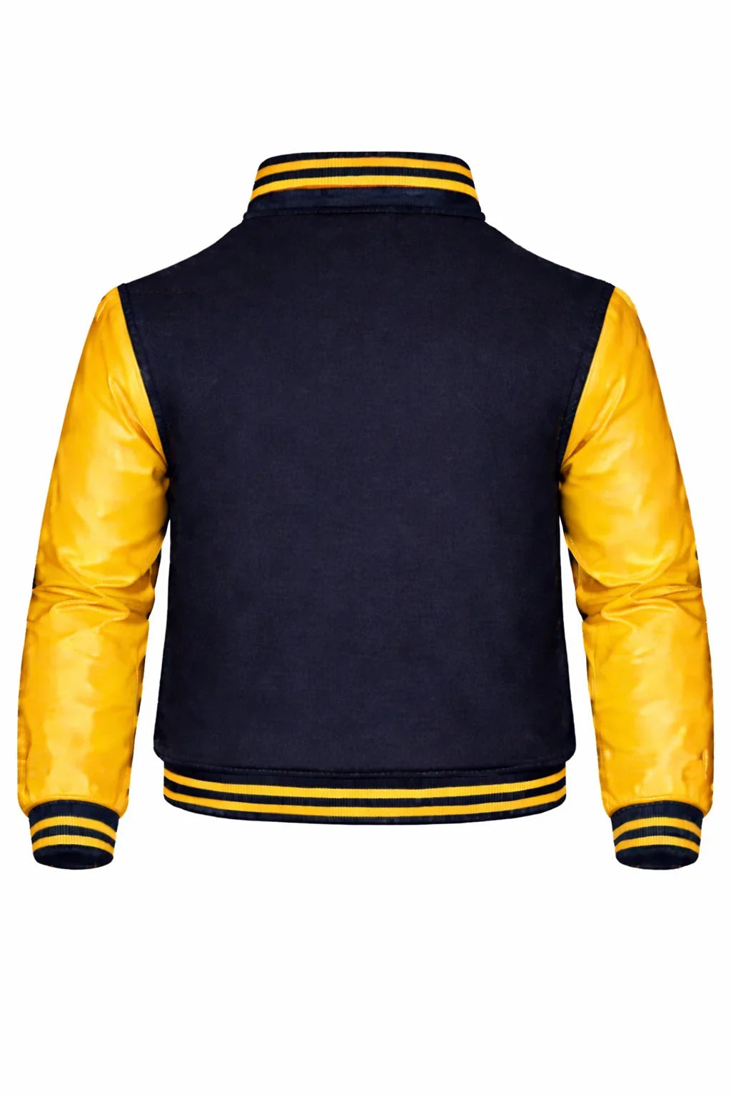 Navy Body Yellow Sleeve Varsity Jacket – Custom Letterman Jacket Streetwear for Men & Women by DesignMyVarsity