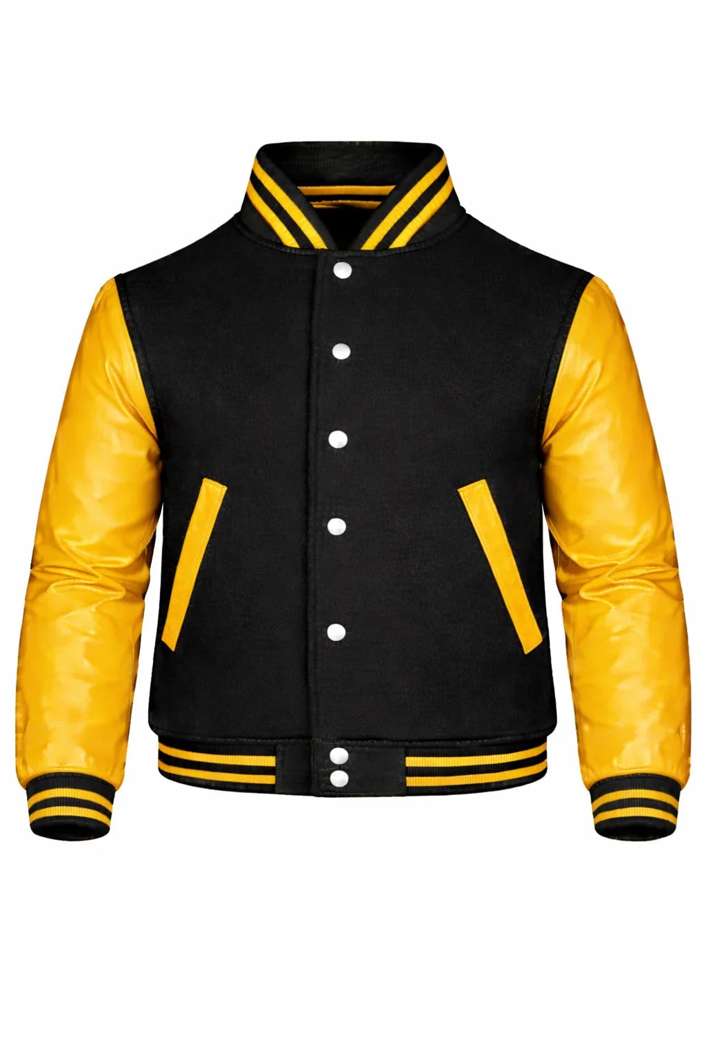 Black Body Yellow Sleeve Varsity Jacket – Custom Letterman Jacket Streetwear for Men & Women by DesignMyVarsity