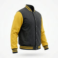 Dark Gray Body Yellow Sleeve Varsity Jacket – Custom Letterman Jacket Streetwear for Men & Women by DesignMyVarsity