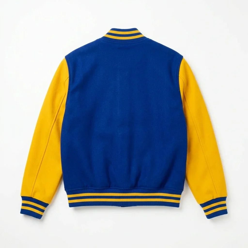 Blue Body Yellow Sleeve Varsity Jacket – Custom Letterman Jacket Streetwear for Men & Women by DesignMyVarsity