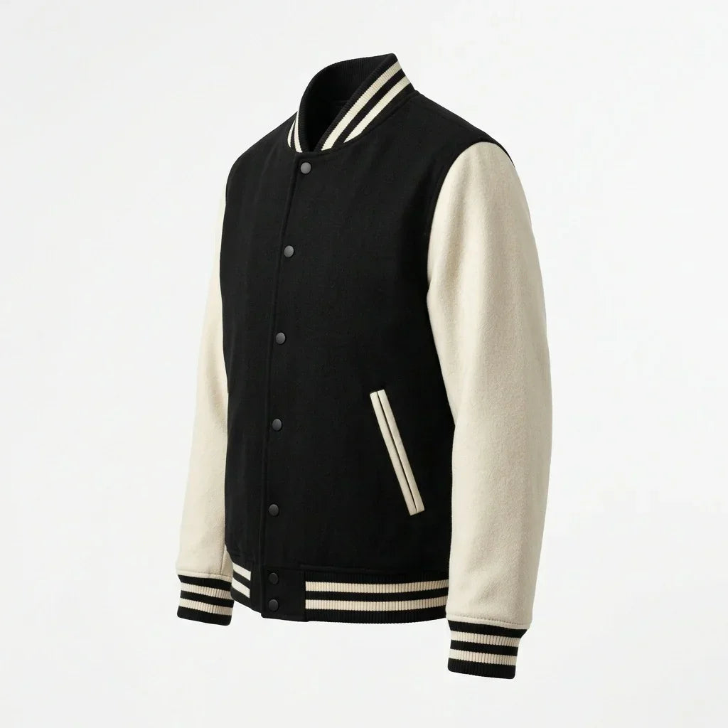 Black Body Cream Sleeve Varsity Jacket – Custom Letterman Jacket Streetwear for Men & Women by DesignMyVarsity