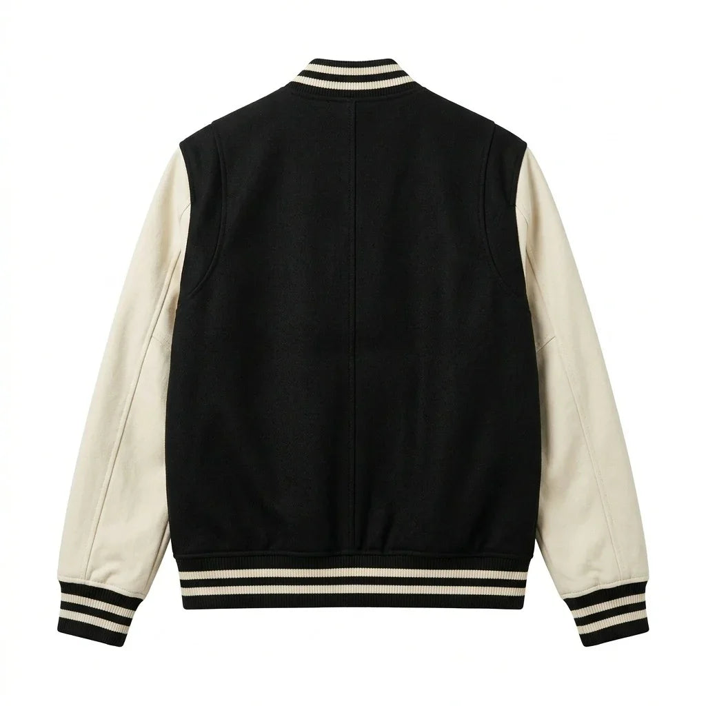 Black Body Cream Sleeve Varsity Jacket – Custom Letterman Jacket Streetwear for Men & Women by DesignMyVarsity