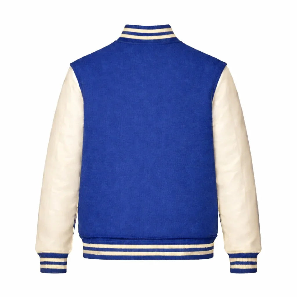 Royal Blue Body Cream Sleeve Varsity Jacket – Custom Letterman Jacket Streetwear for Men & Women by DesignMyVarsity