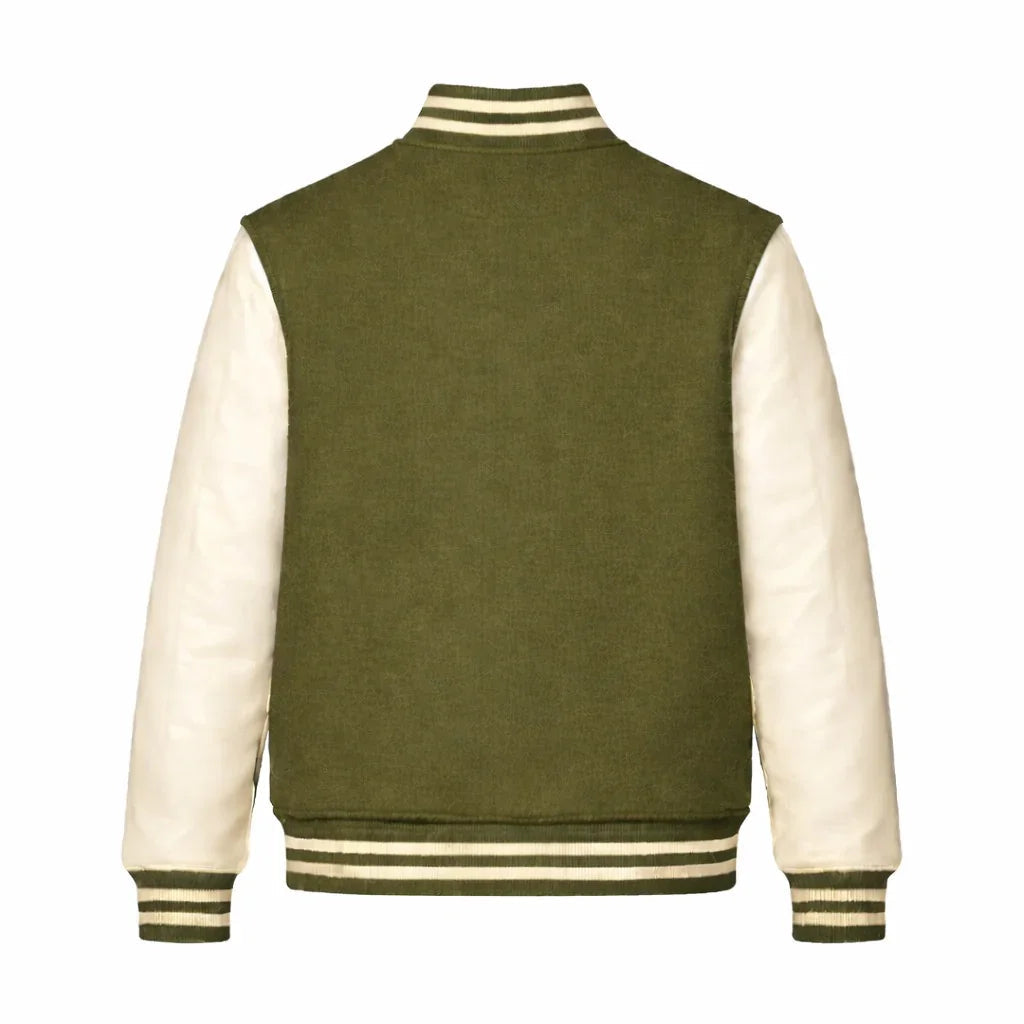 Olive Green Varsity Jacket – Custom Letterman Jacket Streetwear for Men & Women by DesignMyVarsity