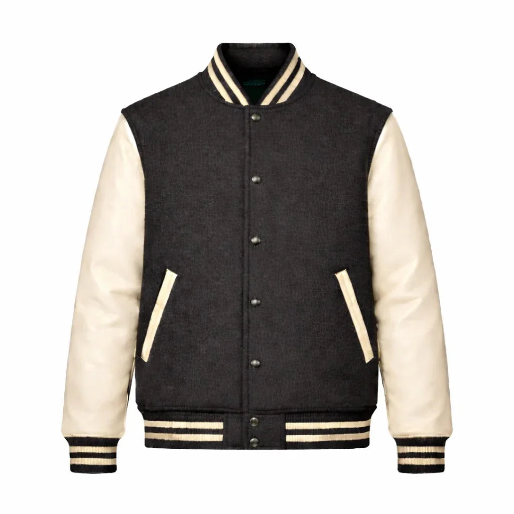 Gray Body Cream Sleeve Varsity Jacket – Custom Letterman Jacket Streetwear for Men & Women by DesignMyVarsity