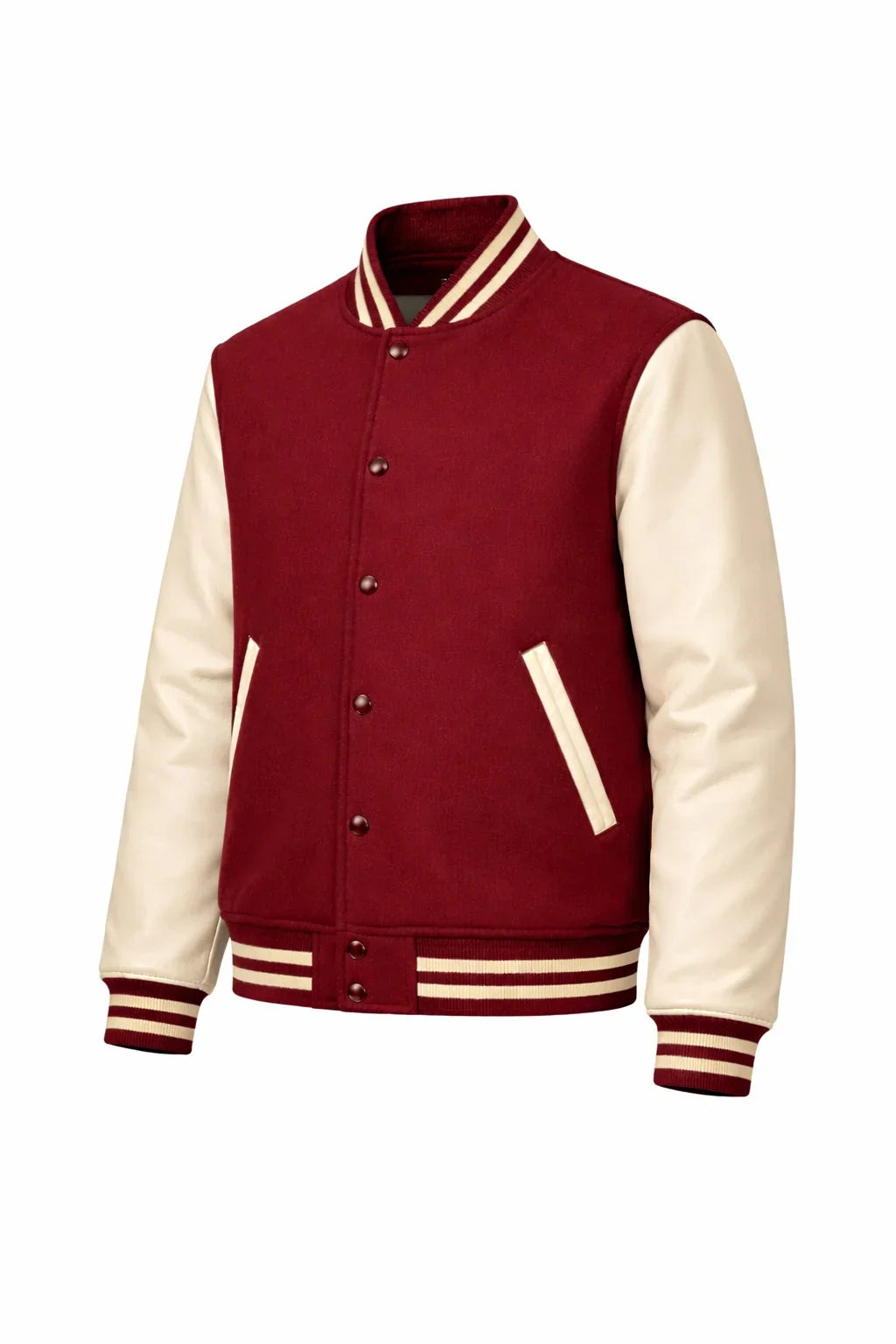 Maroon Body Cream Sleeve Varsity Jacket – Custom Letterman Jacket Streetwear for Men & Women by DesignMyVarsity