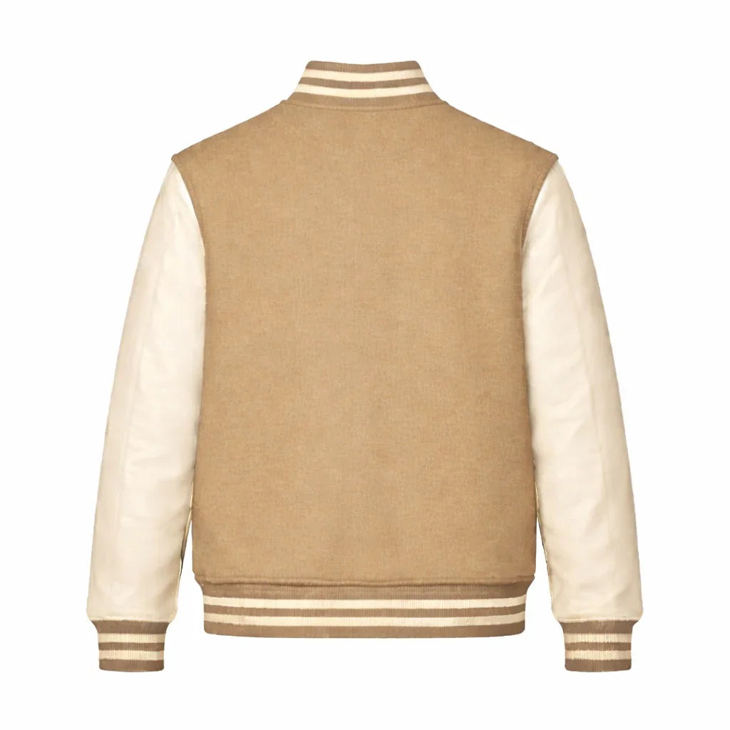 Beige Body Cream Sleeve Varsity Jacket – Custom Letterman Jacket Streetwear for Men & Women by DesignMyVarsity