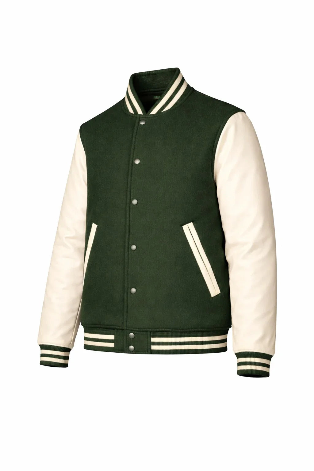 Green Body Cream Sleeve Varsity Jacket – Custom Letterman Jacket Streetwear for Men & Women by DesignMyVarsity