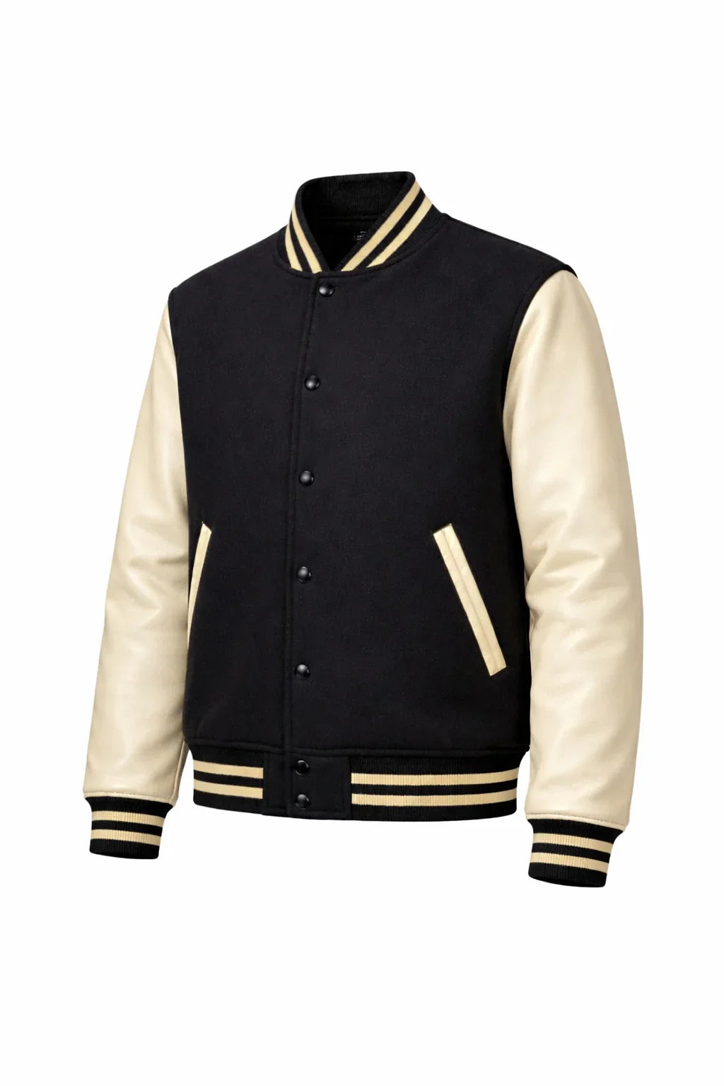 Black Body Cream Sleeve Varsity Jacket – Custom Letterman Jacket Streetwear for Men & Women by DesignMyVarsity