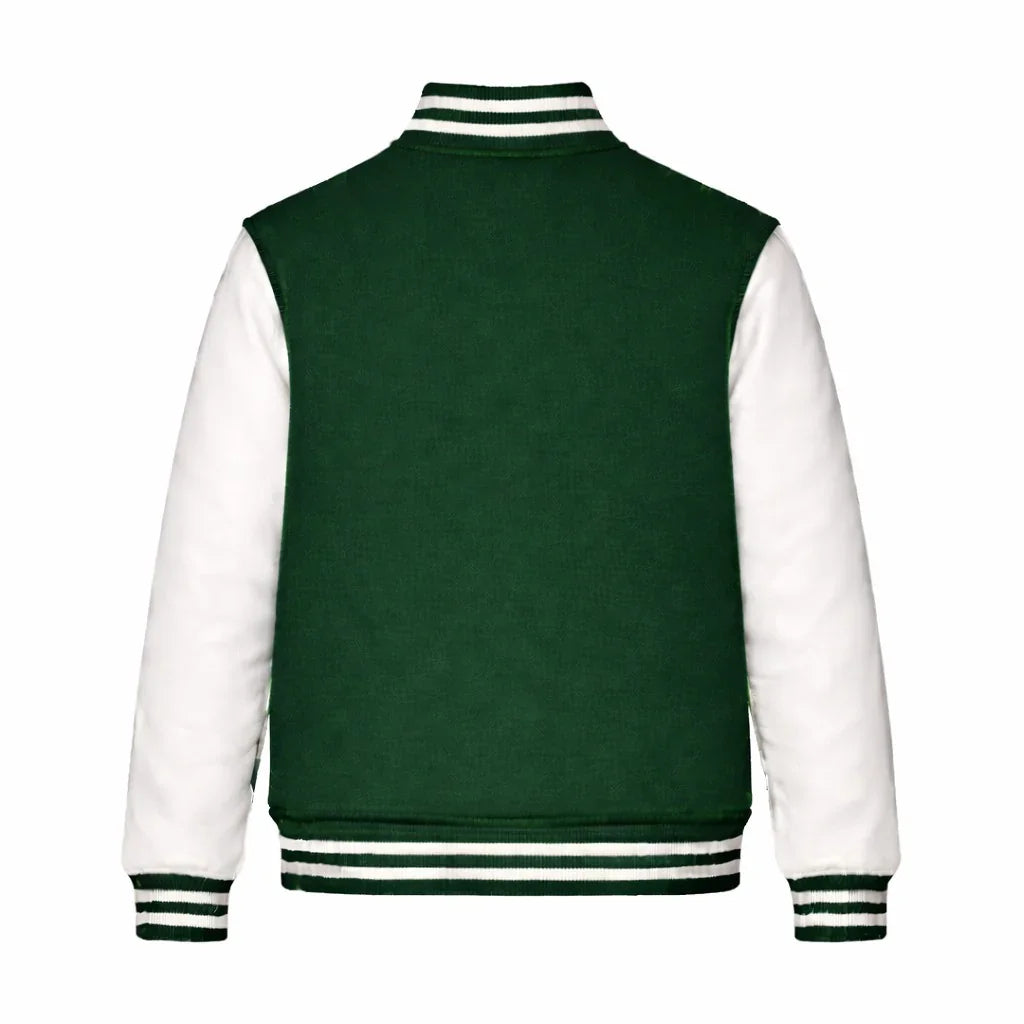 Kelly Green Body White Sleeve Varsity Jacket – Custom Letterman Jacket Streetwear for Men & Women by DesignMyVarsity