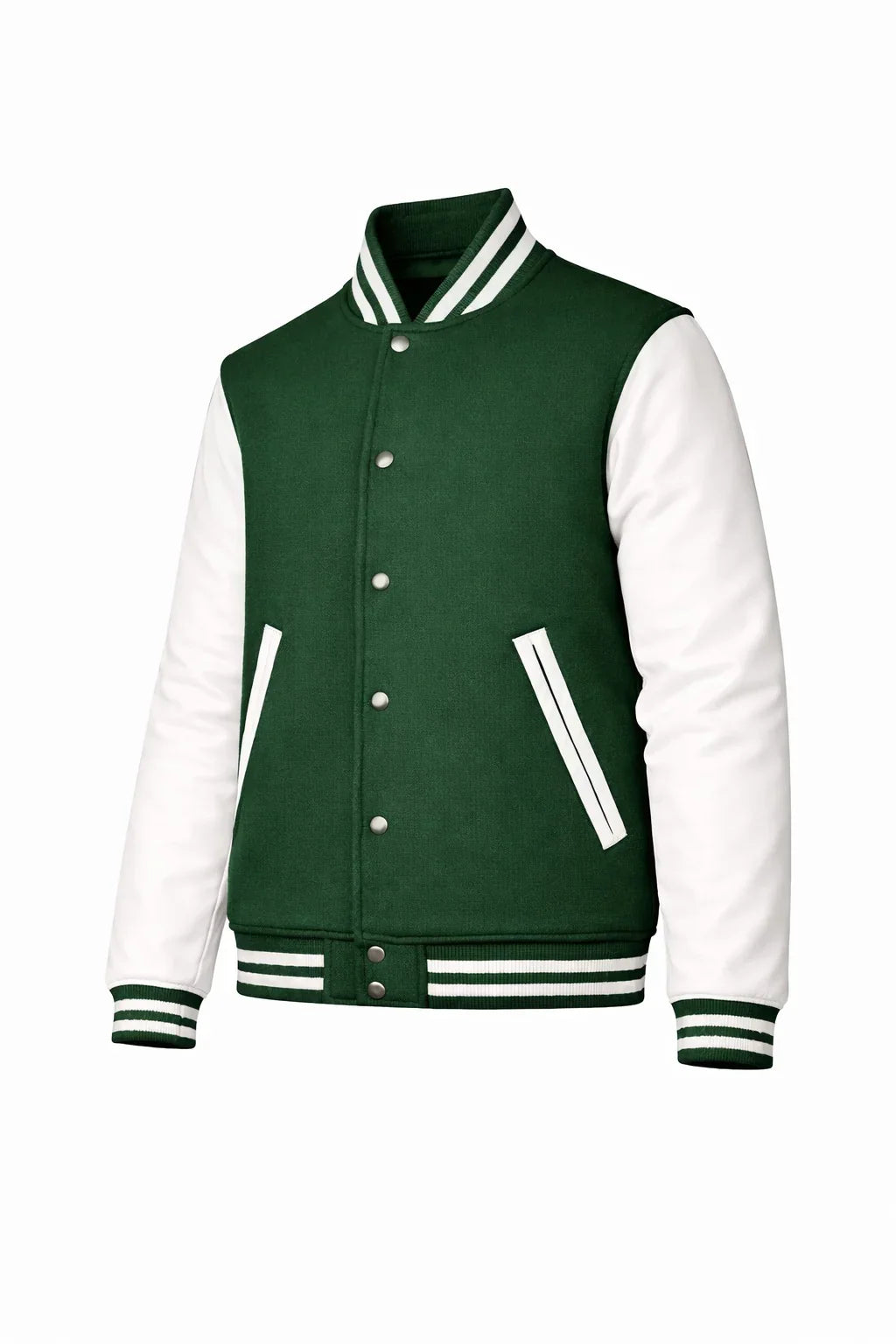 Kelly Green Body White Sleeve Varsity Jacket – Custom Letterman Jacket Streetwear for Men & Women by DesignMyVarsity
