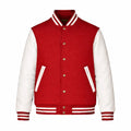 Red Body White Sleeve Varsity Jacket – Custom Letterman Jacket Streetwear for Men & Women by DesignMyVarsity