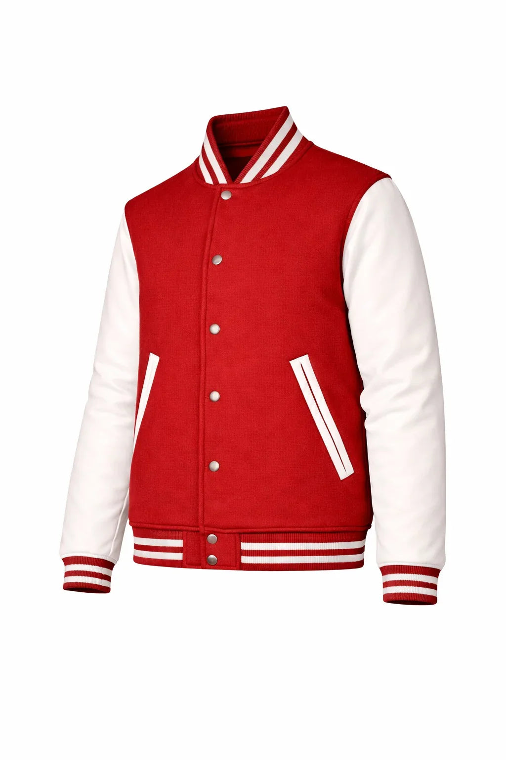 Red Body White Sleeve Varsity Jacket – Custom Letterman Jacket Streetwear for Men & Women by DesignMyVarsity