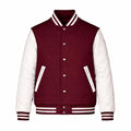 Maroon Body White Sleeve Varsity Jacket – Custom Letterman Jacket Streetwear for Men & Women by DesignMyVarsity
