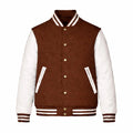 Brown Body White Sleeve Varsity Jacket – Custom Letterman Jacket Streetwear for Men & Women by DesignMyVarsity